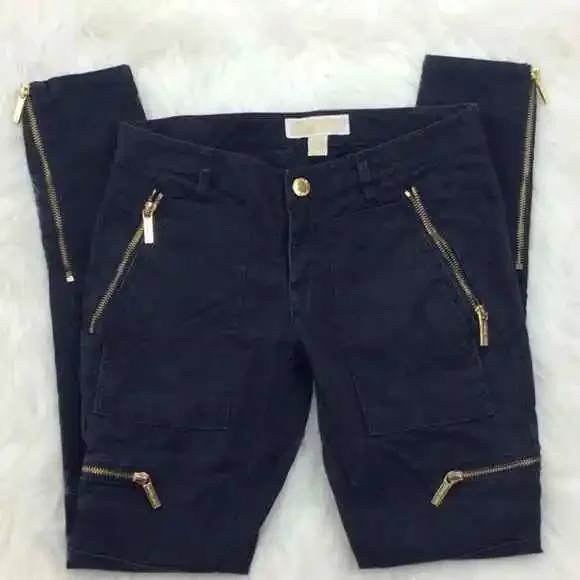 MICHAEL KORS Korda skinny moto‎ zipper pants Women’s Size 0 - Picture 3 of 8